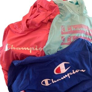 3 CHAMPIONS LONG SLEEVE HOODED T-SHIRT WITH LOGO! NWOT